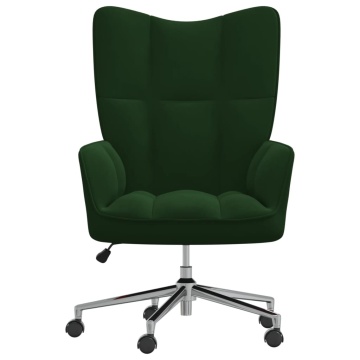 Scaun de relaxare, verde închis, catifea - Img 2