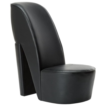 Scaun, design toc înalt, negru, piele ecologică - Img 1