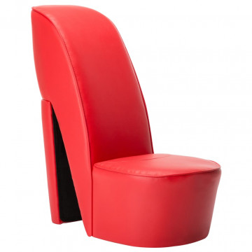 Scaun, design toc înalt, roșu, piele ecologică - Img 1