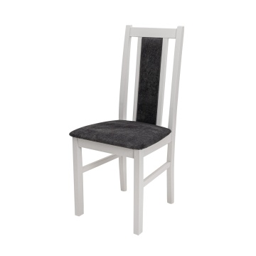 Scaun din lemn masiv de fag tapitat cu stofa s-38 boss14 b24b, alb - Img 1