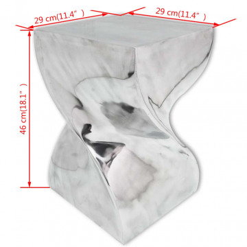 Scaun/Masă laterală cu formă răsucită, aluminiu, argintiu - Img 5