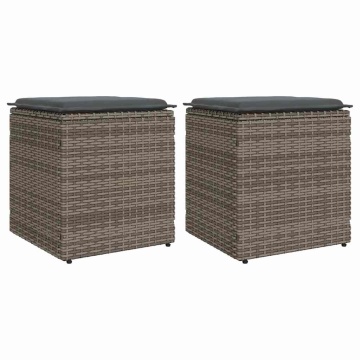 Scaune de grădină cu perne 2 buc Gri 40x40x43 cm Poly Ratan - Img 1