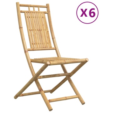 Scaune de grădină pliabile, 6 buc., 46x66x99 cm, bambus - Img 2