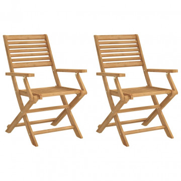 Scaune grădină pliante 2 buc 54,5x61,5x86,5cm lemn masiv acacia - Img 2