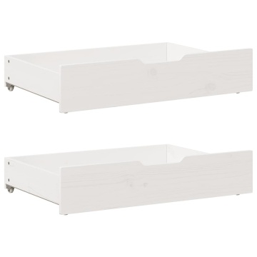 Sertare de pat, 2 buc., 80x55x16 cm, alb, lemn masiv de pin - Img 1