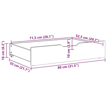 Sertare de pat 2 buc. 80x55x16 cm maro ceruit lemn masiv de pin - Img 7