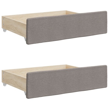 Sertare de pat 2 buc, gri taupe, lemn prelucrat și textil - Img 2