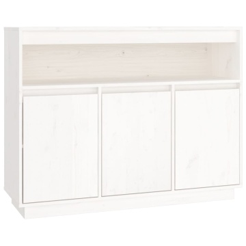 Servantă, alb, 104,5x34x80 cm, lemn masiv de pin - Img 2