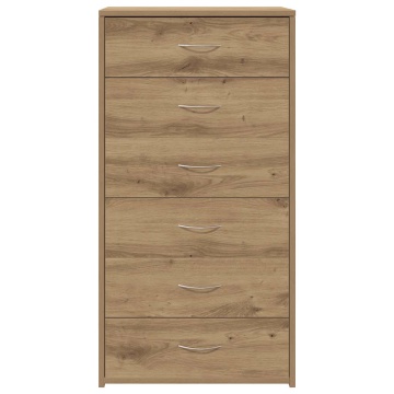 Servantă cu 6 sertare, Stejar artizanal, 50 x 34 x 96 cm, PAL - Img 3
