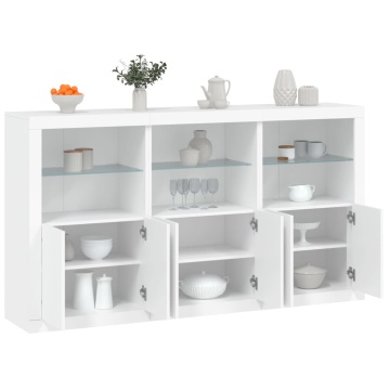 Servantă cu lumini LED, alb, 181,5x37x100 cm - Img 1
