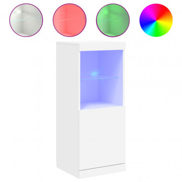 Servantă cu lumini LED, alb, 41x37x100 cm - Img 2
