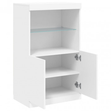 Servantă cu lumini LED, alb, 60,5x37x100 cm - Img 6