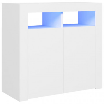 Servantă cu lumini LED, alb, 80x35x75 cm - Img 2