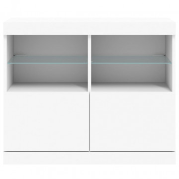 Servantă cu lumini LED, alb, 81x37x67 cm - Img 5