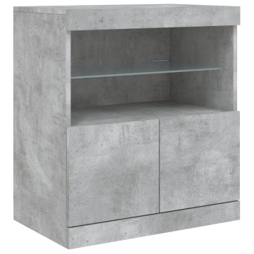 Servantă cu lumini LED, gri beton, 60x37x67 cm - Img 3