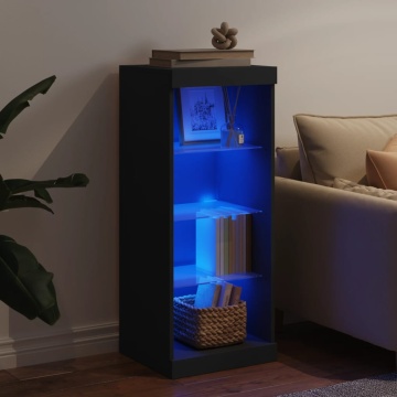 Servantă cu lumini LED, negru, 41x37x100 cm - Img 3