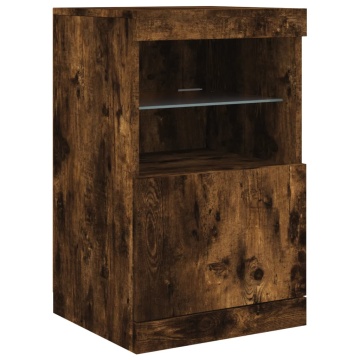 Servantă cu lumini LED, stejar fumuriu, 41x37x67 cm - Img 3