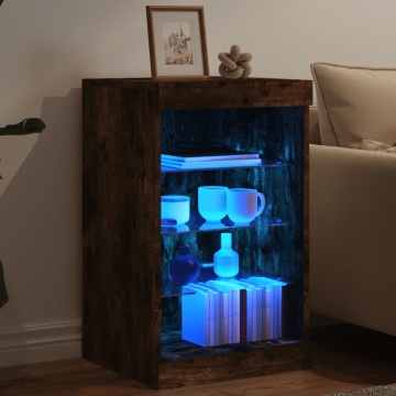 Servantă cu lumini LED, stejar fumuriu, 41x37x67 cm - Img 4
