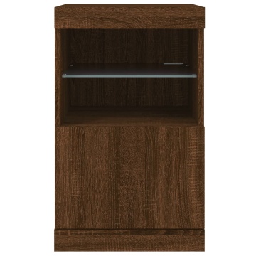 Servantă cu lumini LED, stejar maro, 41x37x67 cm - Img 5