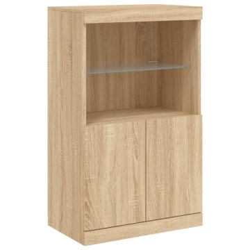 Servantă cu lumini LED, stejar sonoma, 60,5x37x100 cm - Img 3