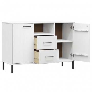 Servantă cu picioare metalice „OSLO” alb 113x40x77 cm lemn - Img 8