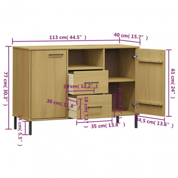 Servantă cu picioare metalice „OSLO” maro 113x40x77 cm lemn - Img 7