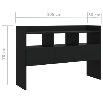 Servantă, negru, 105x30x70 cm, PAL - Img 7