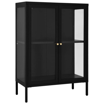 Servantă, negru, 75x35x105 cm, oțel și sticlă - Img 2