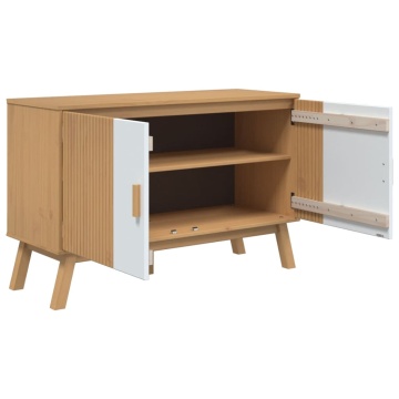 Servantă OLDEN, alb și maro, 114x43x73,5 cm, lemn masiv pin - Img 6