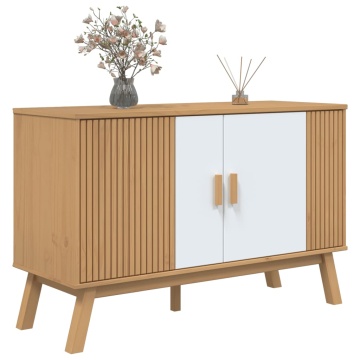 Servantă OLDEN, alb și maro, 114x43x73,5 cm, lemn masiv pin - Img 8