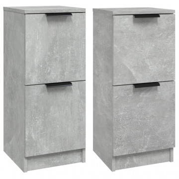 Servante, 2 buc., gri beton, 30x30x70 cm, lemn compozit - Img 2