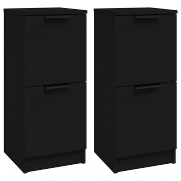 Servante, 2 buc., negru, 30x30x70 cm, lemn prelucrat - Img 2