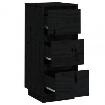 Servante, 2 buc., negru, 32x34x75 cm, lemn masiv de pin - Img 5