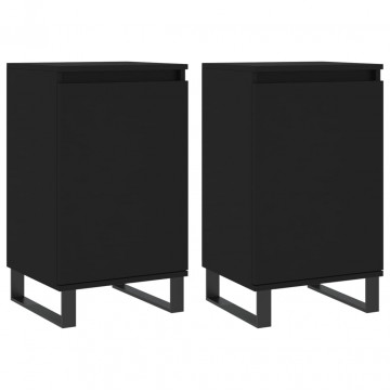 Servante, 2 buc., negru, 40x35x70 cm, lemn prelucrat - Img 2