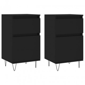 Servante, 2 buc., negru, 40x35x70 cm, lemn prelucrat - Img 2