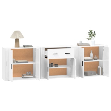 Servante, 3 piese, alb, lemn prelucrat - Img 4