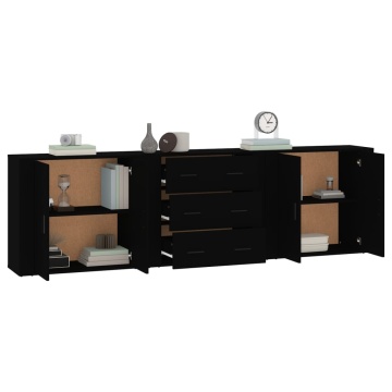 Servante, 3 piese, negru, lemn prelucrat - Img 4