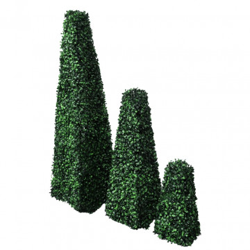 Set arbuști ornamentali artificiali piramidă pe tulpină, 3 buc. - Img 1