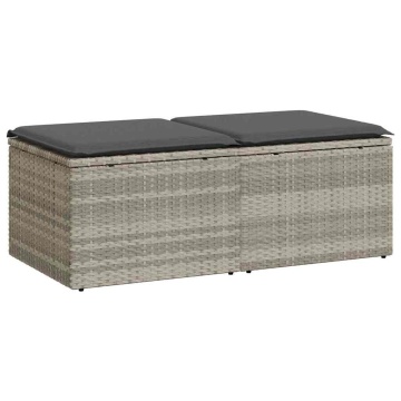 Set canapea de grădină cu perne, 2 piese, gri deschis poliratan - Img 2