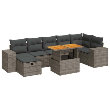 Set canapea de grădină cu perne, 5 piese, poliratan/lemn acacia - Img 2