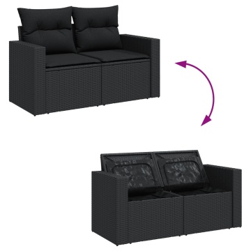 Set canapele de grădină, 12 piese, cu perne, negru, poliratan - Img 3