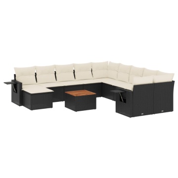 Set canapele de grădină, 12 piese, cu perne, negru, poliratan - Img 2