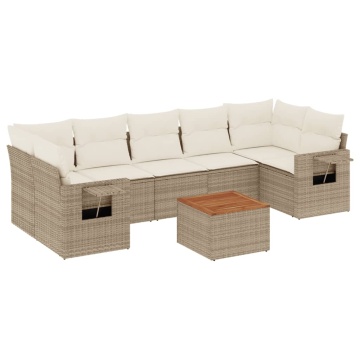 Set canapele de grădină, 8 piese, cu perne, bej, poliratan - Img 2