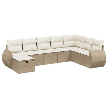 Set canapele de grădină, 8 piese, cu perne, bej, poliratan - Img 2