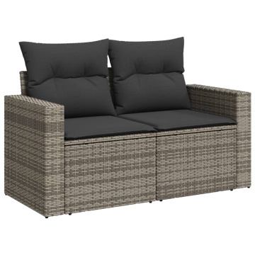 Set canapele de grădină, 9 piese, cu perne, gri, poliratan - Img 4
