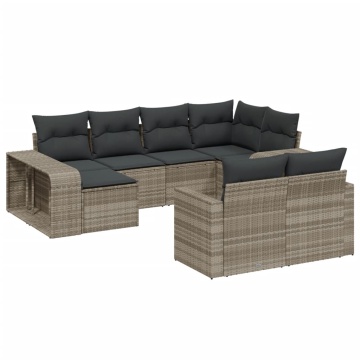 Set canapele de grădină cu perne 10 piese gri deschis poliratan - Img 2