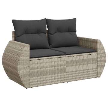 Set canapele de grădină cu perne 10 piese gri deschis poliratan - Img 3
