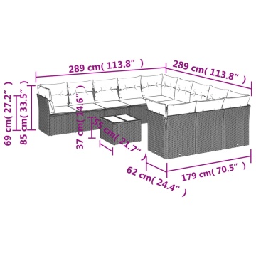 Set canapele de grădină cu perne, 12piese gri deschis poliratan - Img 3