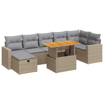 Set canapele de grădină cu perne 5 piese bej poliratan/acacia - Img 2