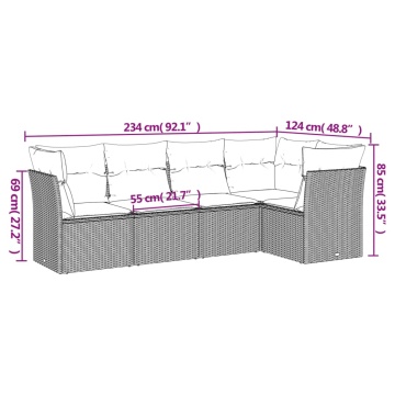 Set canapele de grădină cu perne, 5 piese gri deschis poliratan - Img 3